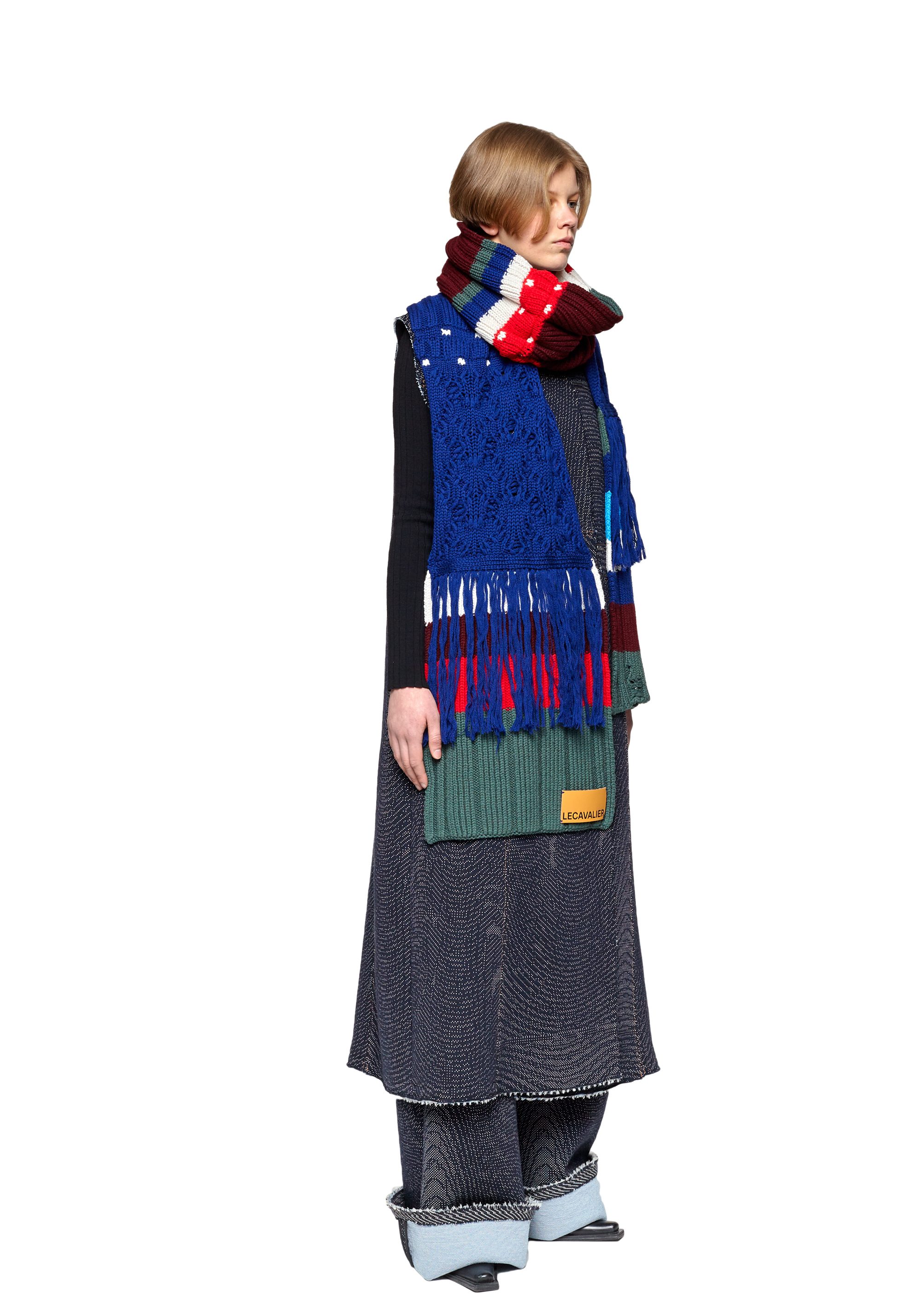Glitched stripped long Merinos scarf