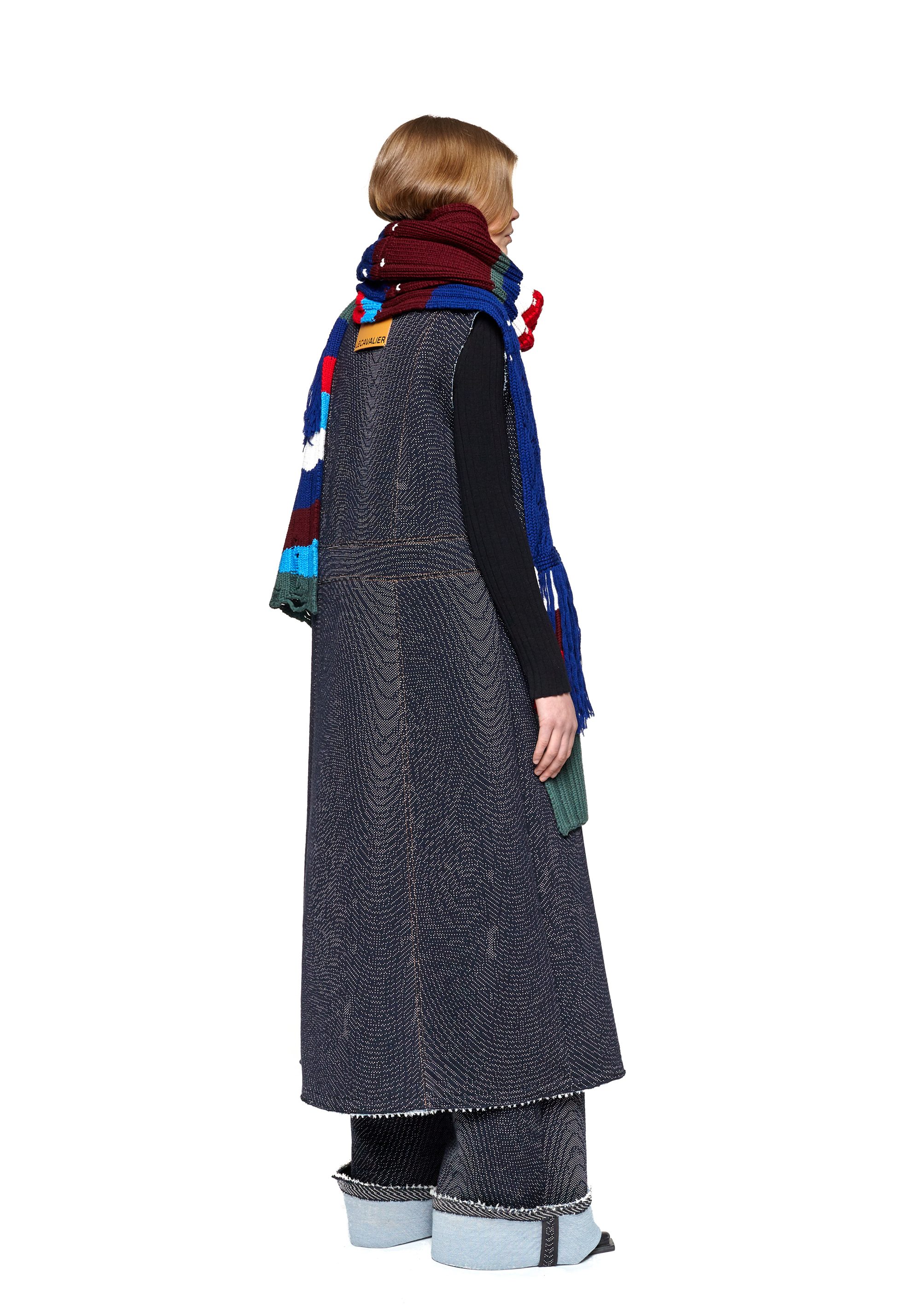 Glitched stripped long Merinos scarf
